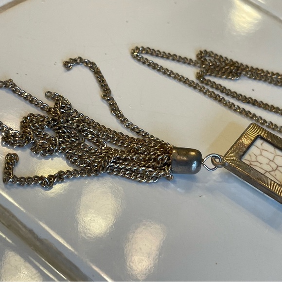 Yellow Goldtone Vertical Charm Tassel Pendant Gift For Women 20” - Picture 5 of 5